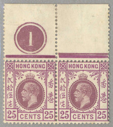 1921, LPOG, plate flaw broken flower on right stamp, with margin ...