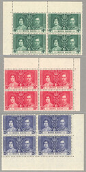 1937, (3) blocks of 4, all margin pieces, LPOG never hinged, very ...