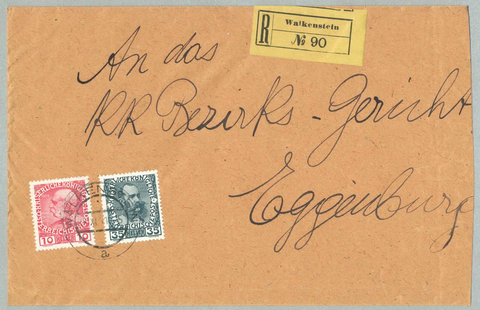 1911, Brief von WALKENSTEIN nach EGGENBURG, Einschreiben, frisches P! ...