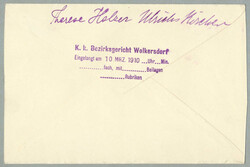 1910, Brief von ULRICHSKIRCHEN nach WOLKERSDORF, Einschreiben, ...