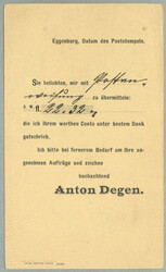 1889, Korrespondenzkarte von EGGENBURG nach STEPHANSHART per ARDAGGER ...