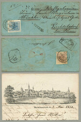 1858, 9+6kr, blue, on letter from HERMANNSTADT to PERCHTOLDSDORF, ...