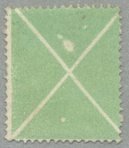 1858, large St. Andrews cross, green, with white spot, unused, large ...