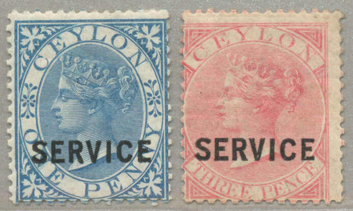 1869, 1d., blue and 3d. carmine-rose, SERVICE opt, POG, fresh and ...