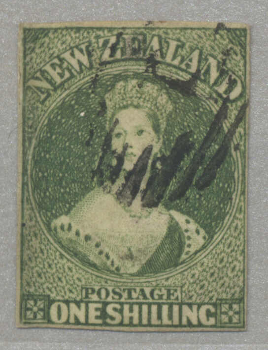 1862-4, 1s, deep green, used, imperf, left side added, still ...