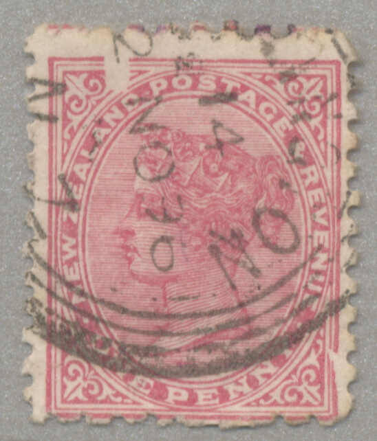 1895, 1d, rose, perf 10x11, Chisel flaw, used, very fresh and ...