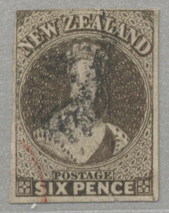 1862-4, 6d, brown, imperf, used, tiny thin at bottom, good margins ...
