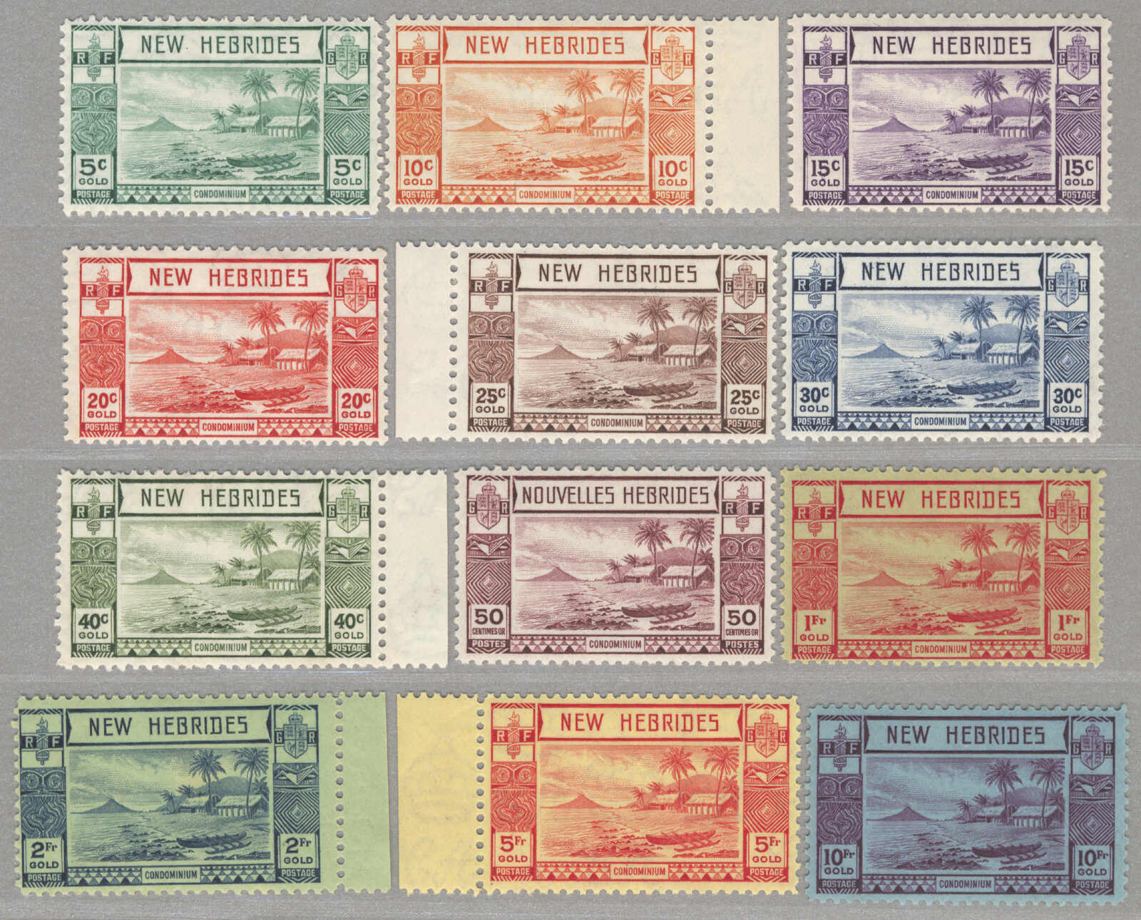 1938, 5 c to 10 Fr, full set, LPOG, very fresh and desirable, XF! ...