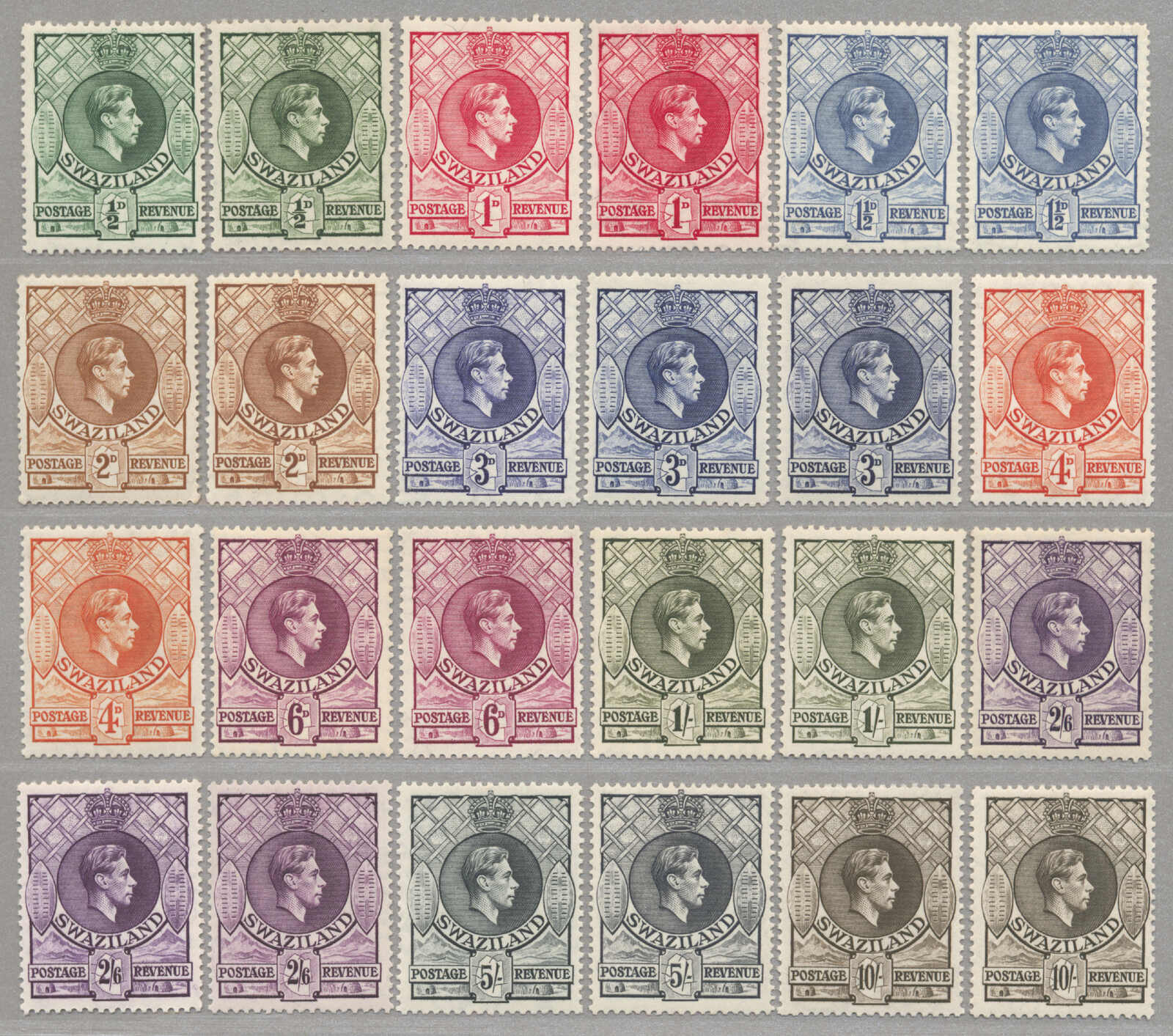 1938, 1/2 d to 10 s, including shades and mixed perforations, LPOG, ...