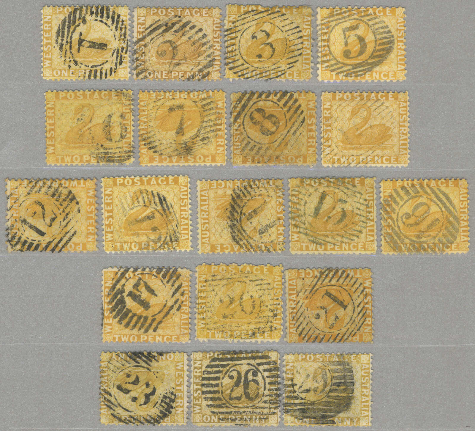 1860/1902, 2d (19) each used with different crispy clear numeral ...