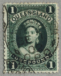 1882, £1, deep green, variety curved 1 at lower right and plate ...