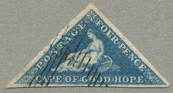 1853, 4 d, deep blue, on bluish paper, used, very fresh and desirable ...