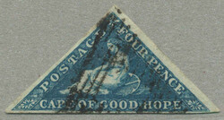 1853, 4 d, deep blue, on bluish paper, used, very fresh and desirable ...