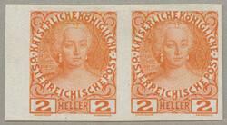 1908, 2h orange, horizontal pair, colour proof, imperforated, without ...