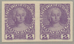 1908, 2h violett, horizontal pair, colour proof, imperforated, ...