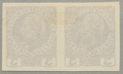 1908, 3h, redviolett, horizontal pair, colour proof, imperforated, ...