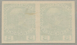 1908, 5h, green, horizontal pair, colour proof, imperforated, without ...