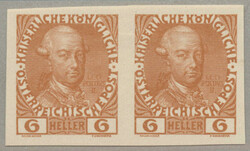 1908, 6h, brownyellow, horizontal pair, colour proof, imperforated, ...