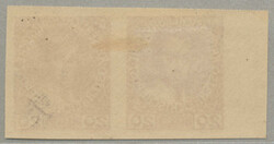 1908, 20h, brownyellow, horizontal pair, colour proof, imperforated, ...