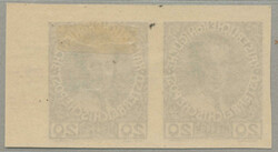 1908, 20h, darkbrown, horizontal pair, colour proof, imperforated, ...