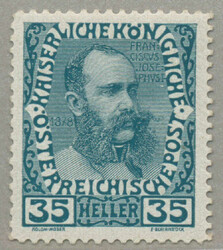 1908, 35h, blue, colour proof, perfectly perforated, with gum, unused ...