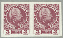 1908, 2h, violett, horizontal pair, colour proof, imperforated, ...