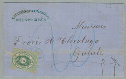 1872, 10 kr green, perf. 9½, on cover from RUSTSCHUK to GALATZ, ...