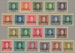 1918, 2 cent. on 1h to 4 Lire 22 cent. on 4K, complete set of the ...