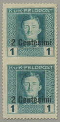 1918, 2 cent. on 1 h, vertical pair imperforated between, unused with ...
