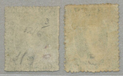 1863-71, 1 d, green and yellowish green, two shades, rough perf, wmk, ...