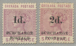 1892, 1d and 2d on 6d, black surcharge, (2), LPOG, very fresh and ...