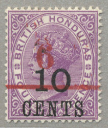 1891, 6c on 10c on 4d, mauve, black 10 and bar and KISS of DOUBLE red ...