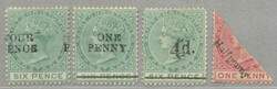 1884-7, all values with surcharge, LPOG, very fresh and desirable, ...