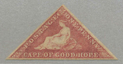 1855-63, 1d, deep rose red on cream toned paper, imperf, LPOG, good ...