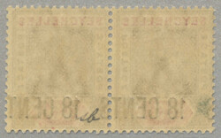 1896, 18c on 45c, pair, brown and carmine, surcharge misplaced, LPOG, ...