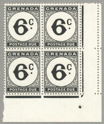 1952, 6c., black, block of (4), lower right corner margin piece, wmk ...