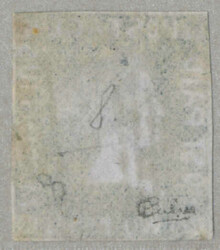 1859, 2d deep blue on bluish paper, four close to clear margins, ...