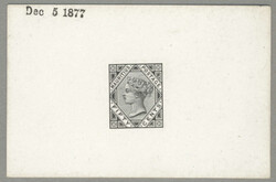 1879-80, 50c. black, De La Rue die proof on glazed card 92x60mm, ex ...