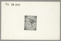 1879-80, 2R 50c. black, De La Rue die proof with black corners and ...