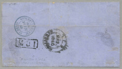 1860, 2d+2d, bright blue, Dardenne issue, positions 18 and 4, on ...