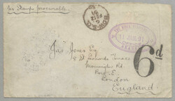 1891, from Akassa to London, envelope endorsed No stamps procurable, ...