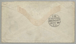 1891, from Akassa to London, envelope endorsed No stamps procurable, ...