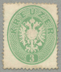 1863, 3Kr grün, unused without gum, vivid colour and fresh embossing ...
