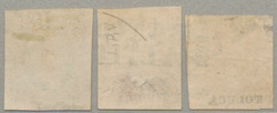 1866, Maximilian issue, lithographed, 25c (2) and 13c, with district ...
