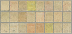 1911, 1c-$25 + 1c-$1, two sets almost complete, SG6 and SG21 missing, ...