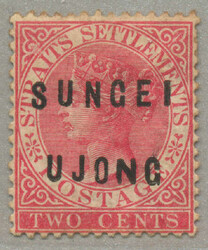1882, 2c, rose, SUNGEI UJONG opt, toned gum, LPOG, perf. 14, ...
