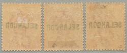 1883, 2c, rose, (3), SELANGOR opts - type 15, 2 and 18, LPOG, perf. ...