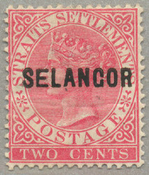 1883, 2c, rose, SELANGOR opt - type 14, LPOG, perf. 14, desirable, ...
