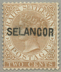1881, 2c, brown, SELANGOR opt - type 7, LPOG, perf. 14, desirable, ...