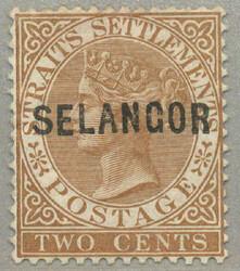 1881, 2c, brown, SELANGOR opt - type 2, LPOG, perf. 14, desirable, ...